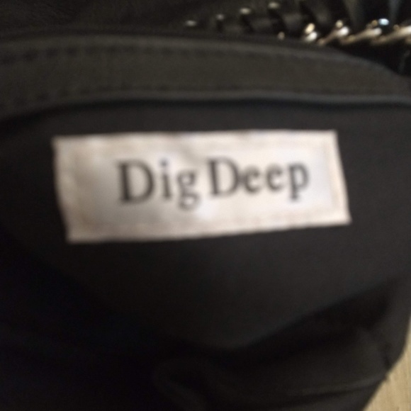 Black Leather Biker Bag w/ chains and rhinestones - Picture 5 of 5